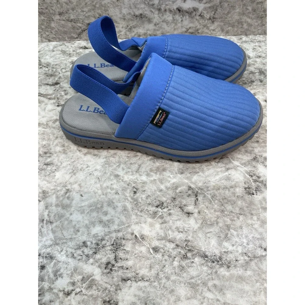 L.L. Bean Kids' Airlight Light Ocean Blue Slippers Elastic Strap Size 1-2 New